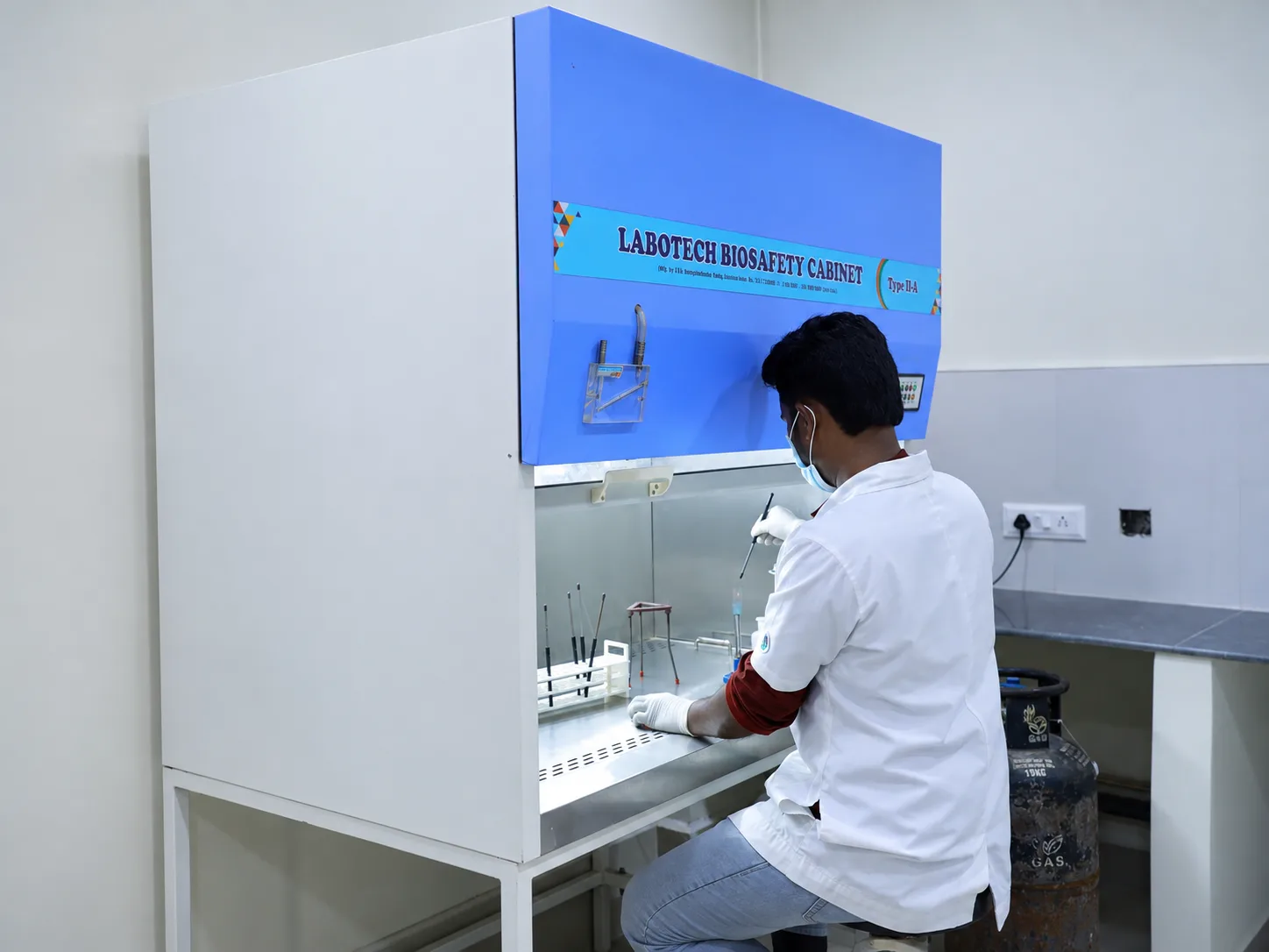 Biosafety cabinet in the SBMCH microbiology laboratory